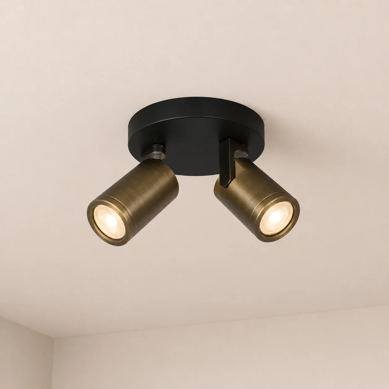 Plafondspot SOLO2, Rond, 2-Lichts, Kantelbaar, GU10, IP20, Antiek Brons