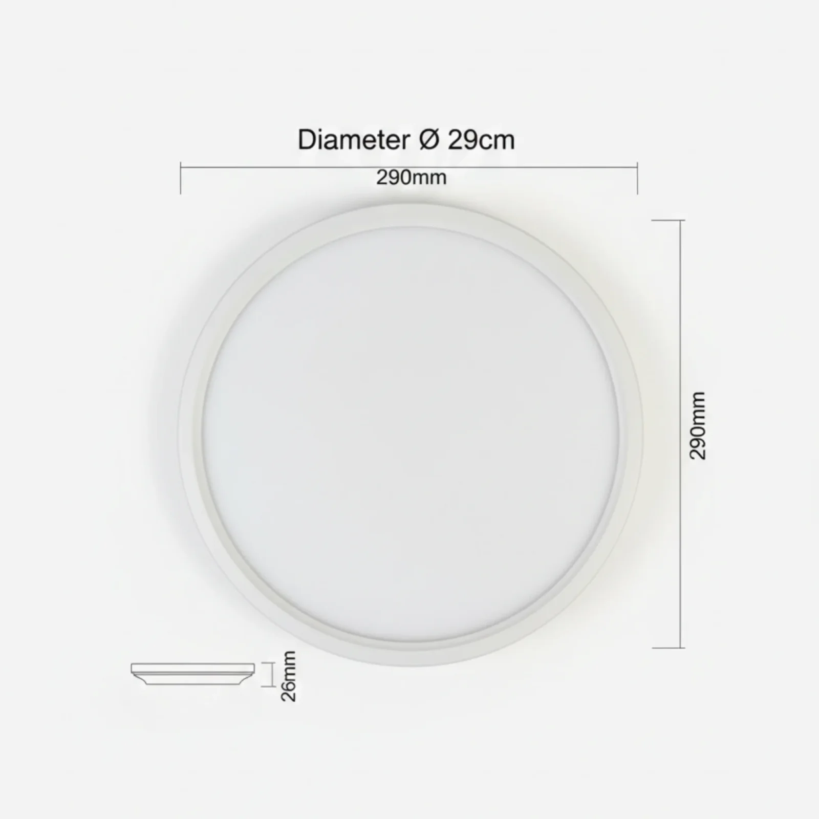 LED Plafondlamp, 22W, 1980 lumen, Ø29 cm, CCT 3000K-4000K-6500K, IP54, Wit