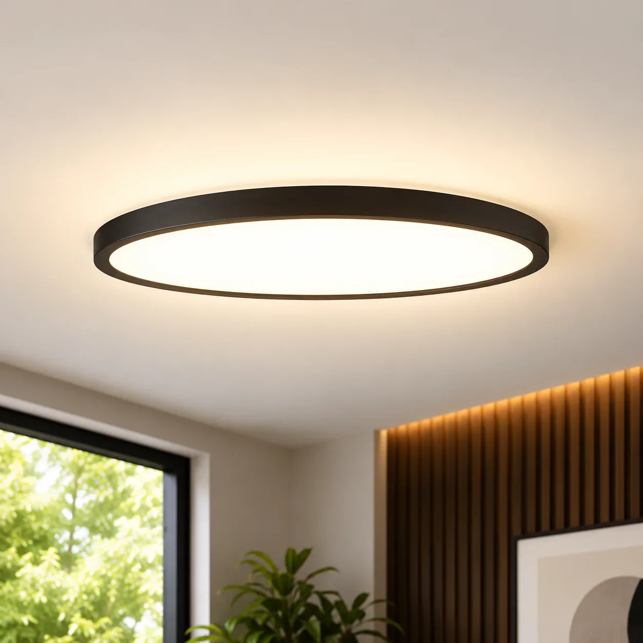LED Plafondlamp, 22W, 1980 lumen, Ø29 cm, CCT 3000K-4000K-6500K, IP54, Zwart