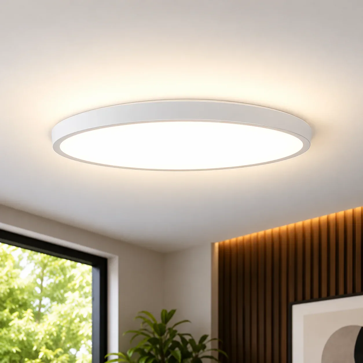 LED Plafondlamp, 48W, Ø50 cm, CCT 3000K-4000K-6500K, IP54, Wit