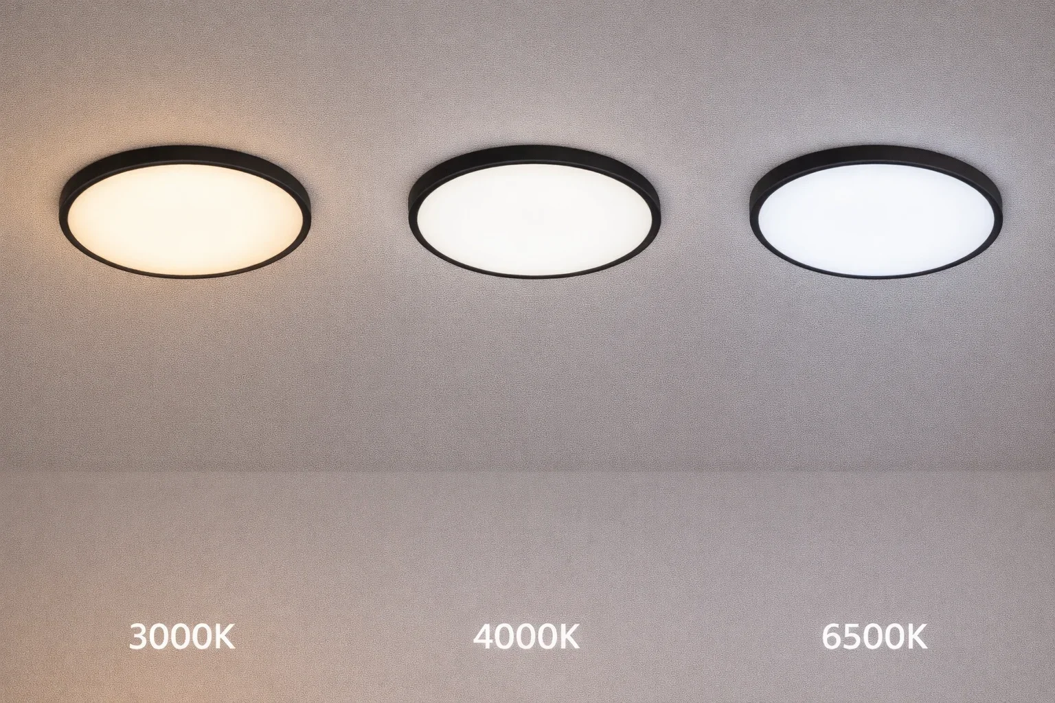 LED Plafondlamp, 48W, Ø50 cm, CCT 3000K-4000K-6500K, IP54, Zwart