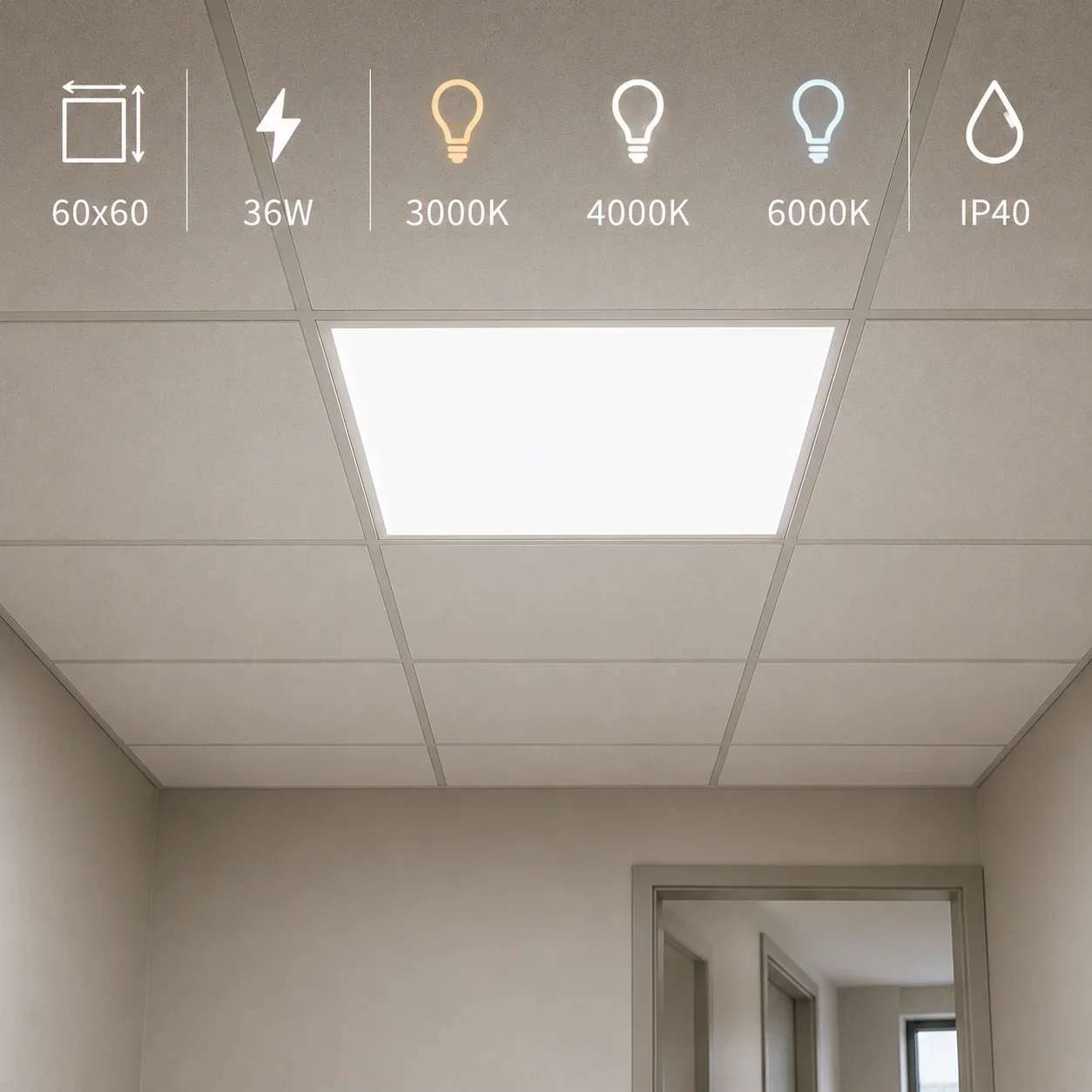 LED Paneel, 60x60 cm, 36W