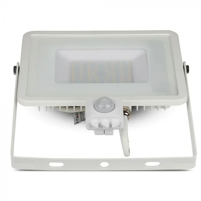 LED Breedstraler, 50W, SMD, PIR Sensor, Samsung LED Chip, 6400K, Witte Behuizing