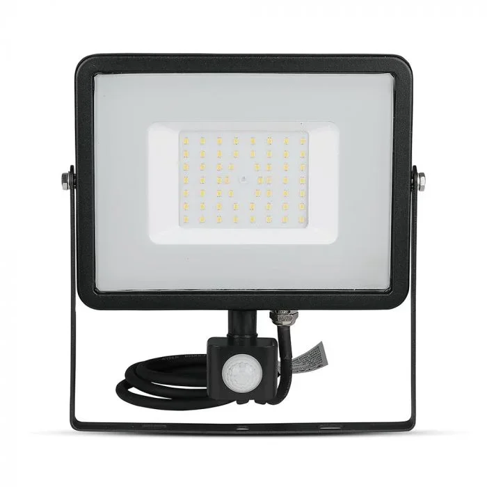 LED Breedstraler, 50W, SMD, PIR Sensor, Samsung LED Chip, 6400K, Zwarte Behuizing