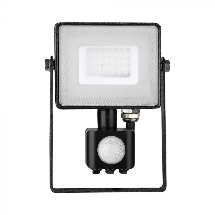 LED Breedstraler met Bewegingssensor, 30W, 6400K Wit, 2400lm, IP65, Zwart