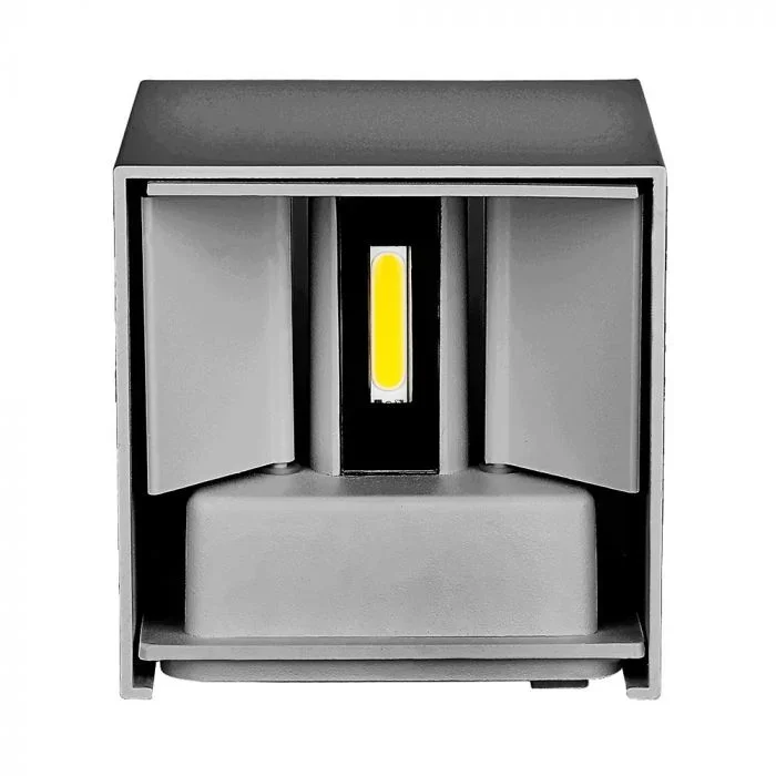LED Up-Down Wandlamp, 6W, Vierkant, Grijs, 3000K Warm Wit