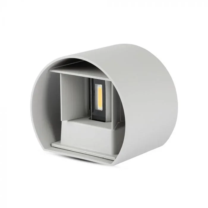 LED Up-Down Wandlamp, 6W, Rond, Grijs, 3000K Warm Wit