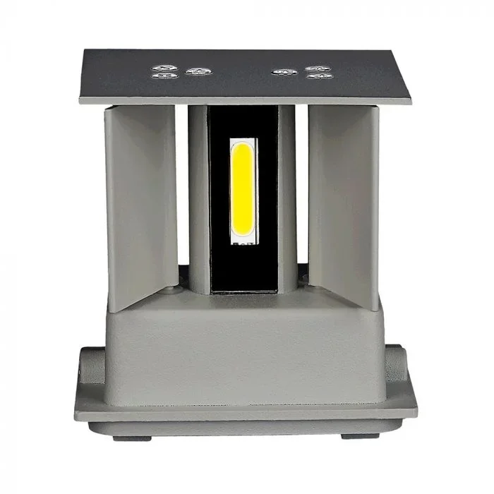 LED Up-Down Wandlamp, 6W, Vierkant, Grijs, 4000K Neutraal Wit