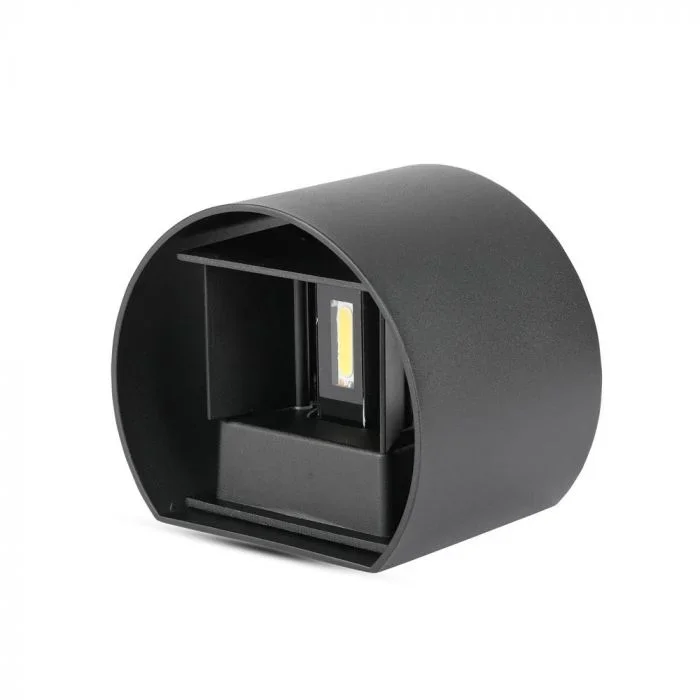 LED Up-Down Wandlamp, 6W, Rond, Zwart, 4000K Neutraal Wit