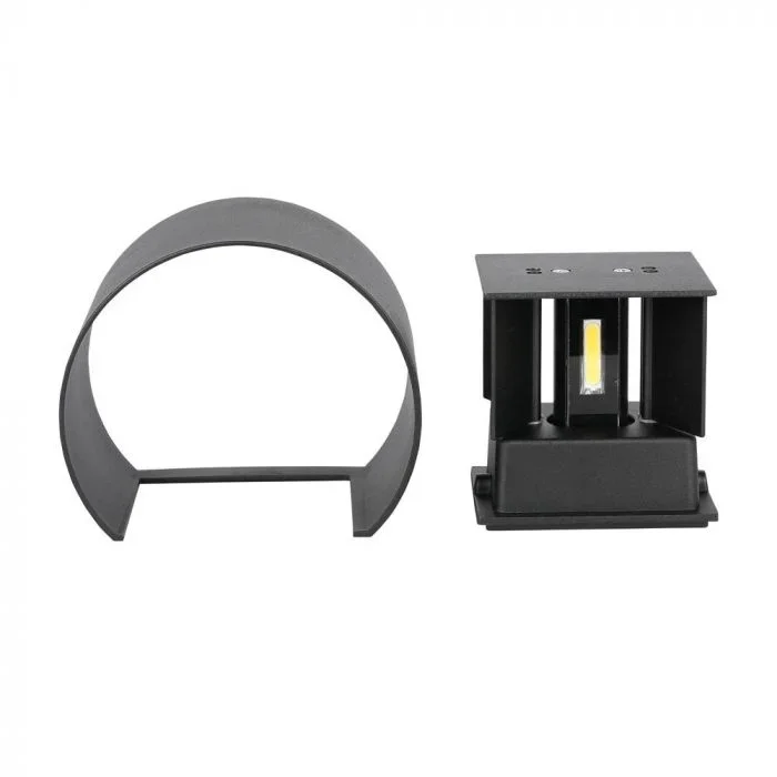 LED Up-Down Wandlamp, 6W, Rond, Zwart, 4000K Neutraal Wit
