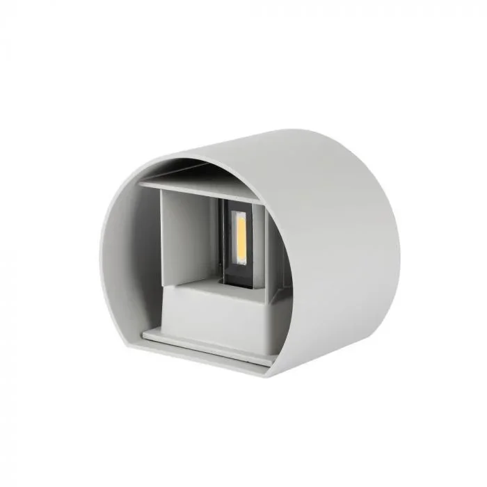 LED Up-Down Wandlamp, 6W, Rond, Grijs, 4000K Neutraal Wit