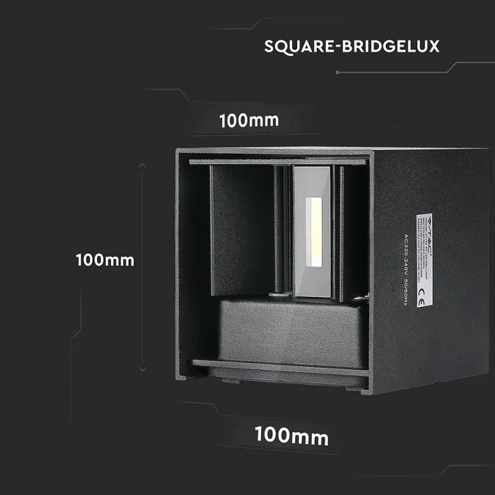 LED Wandlamp, 5W, Vierkant, Zwart, 4000K Neutraal Wit