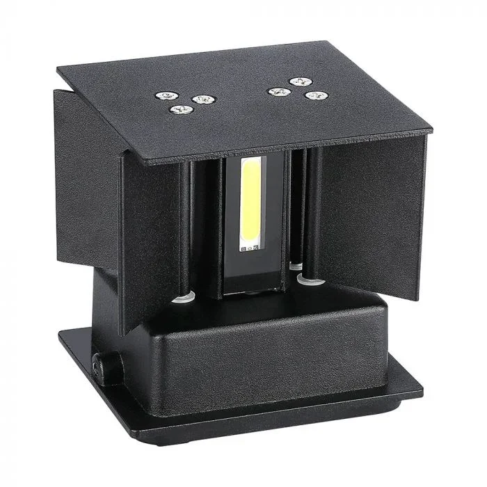 LED Up-Down Wandlamp, 12W, Vierkant, Zwart, 3000K Warm Wit