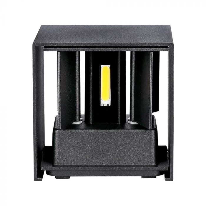 LED Up-Down Wandlamp, 12W, Vierkant, Zwart, 3000K Warm Wit