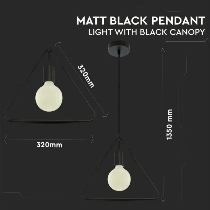 Hanglamp, E27, Mat Zwart
