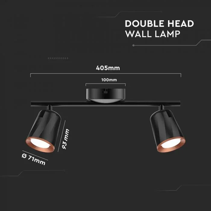 LED Plafondlamp, 12W, 2-Lichts, 3000K Warm Wit, Zwart