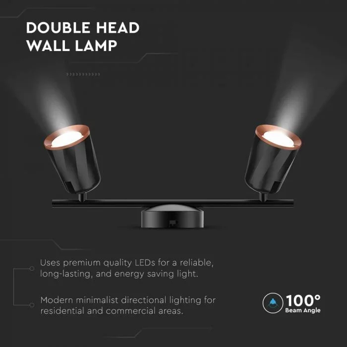 LED Plafondlamp, 12W, 2-Lichts, 3000K Warm Wit, Zwart