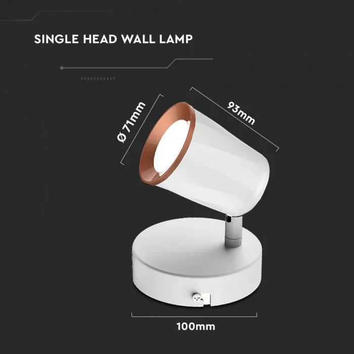 LED Wandlamp, 6W, 1-Kops, Wit, 3000K Warm Wit