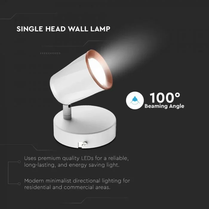 LED Wandlamp, 6W, 1-Kops, Wit, 3000K Warm Wit