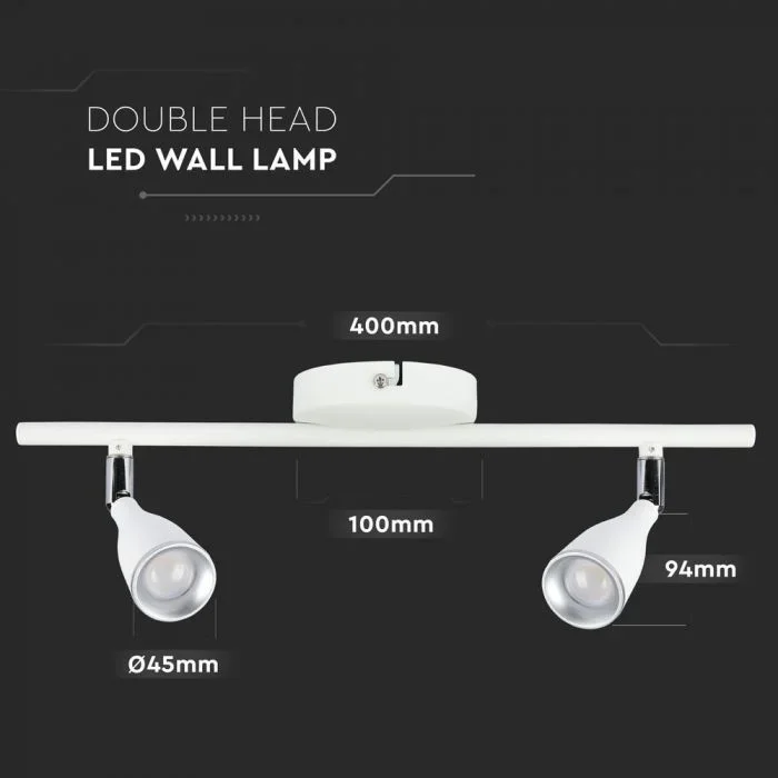 LED Plafondlamp, 9W, 2-Kops, Wit, 3000K Warm Wit