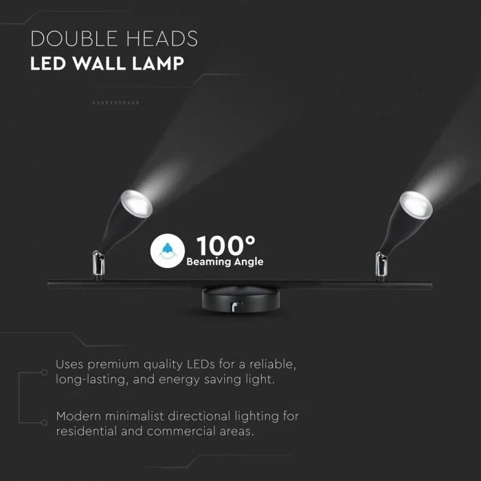 LED Plafondlamp, 9W, 2-Kops, Zwart, 3000K
