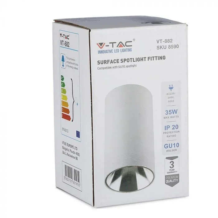 V-TAC GU10 Armatuur Rond | Wit & Chroom