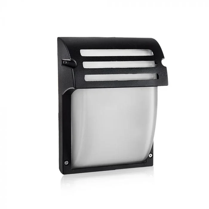 Wandlamp, E27, Mat Zwart, Frosted Glas