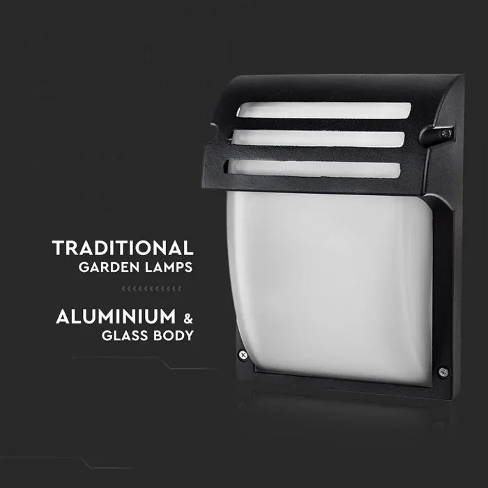 Wandlamp, E27, Mat Zwart, Frosted Glas