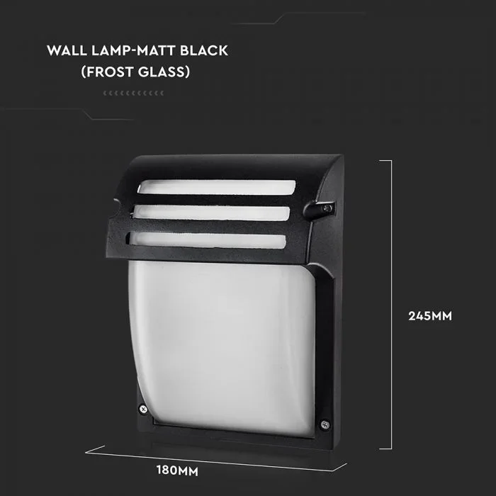 Wandlamp, E27, Mat Zwart, Frosted Glas