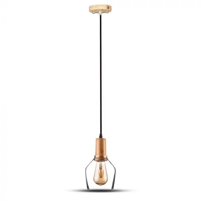 Hanglamp, Glas en Hout, E27, Transparant