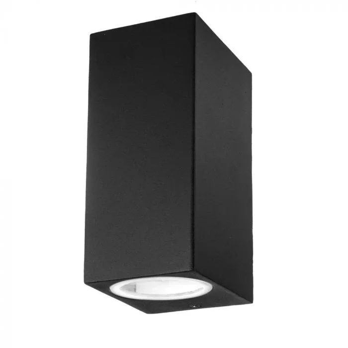 LED Wandverlichting, Sleek, GU10, Aluminium, Vierkant, Zwart, 2-Weg, IP44