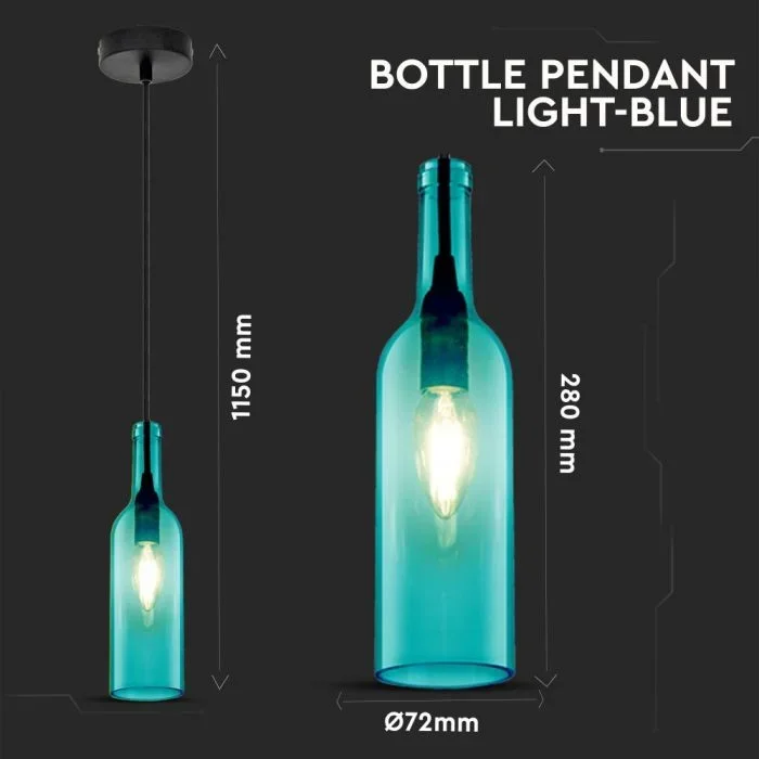 Fles Hanglamp, E14, Blauw