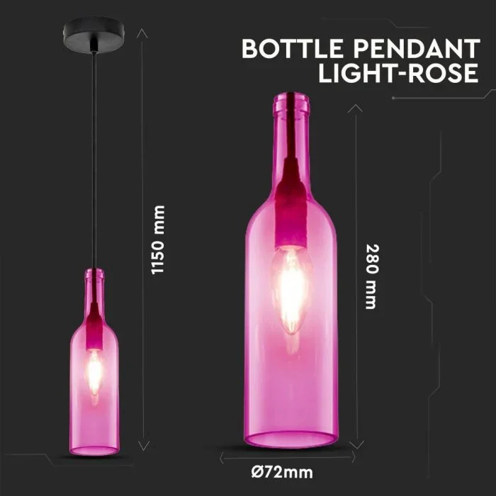 Fles Hanglamp, E14, Rosé