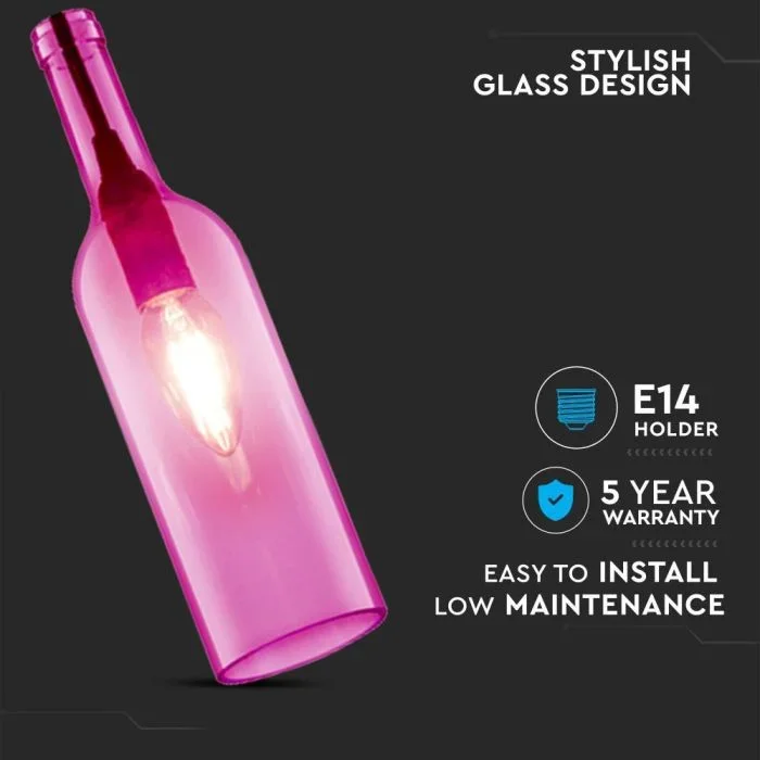 Fles Hanglamp, E14, Rosé