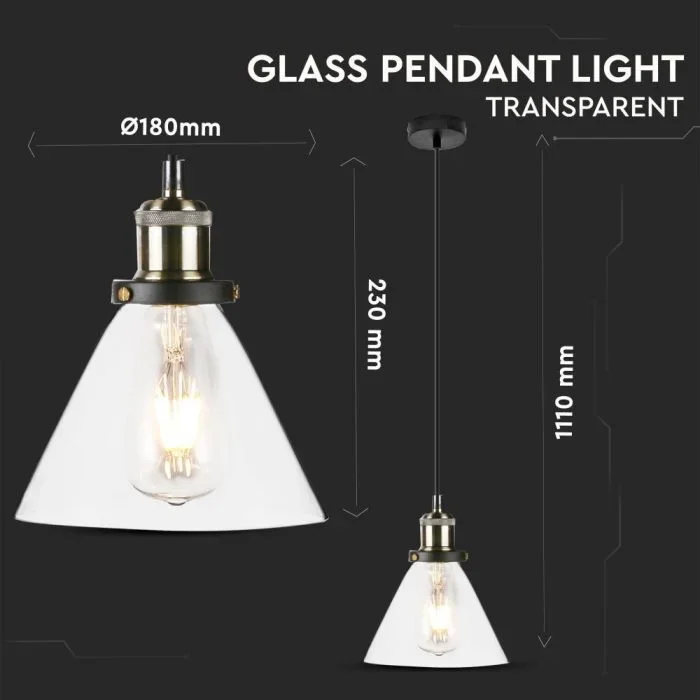 Glas Hanglamp, E27, Transparant