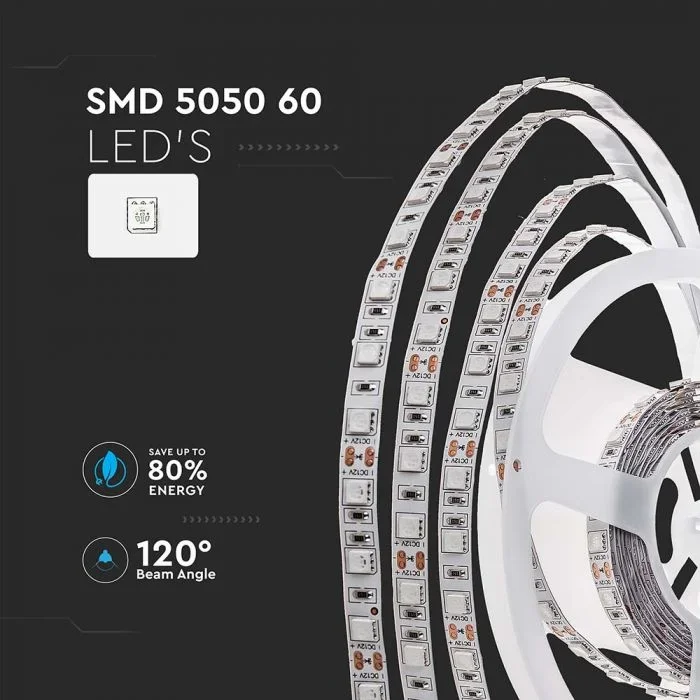 LED Strip 5 meter, 11W/m, 6500K Daglichtwit, IP20, 12V