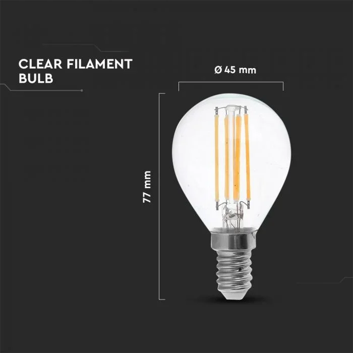 LED Filament Lamp, 4W, 6400K, E14