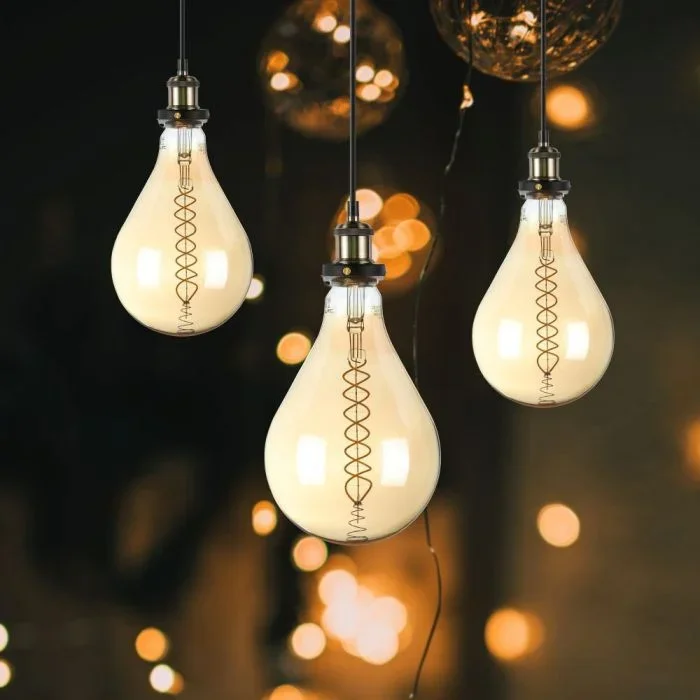 LED Filament Lamp A165, 8W, 2000K Warm Amber, E27, Dimbaar, 500 lumen