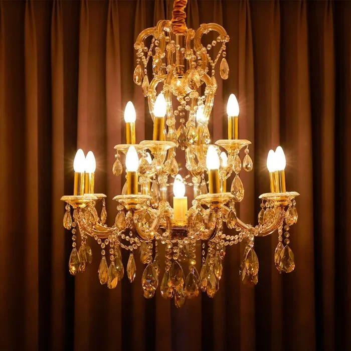 LED Kaars Filament Lamp Amberglas, 4W, 2200K Extra Warm Wit, E14, 350 lumen