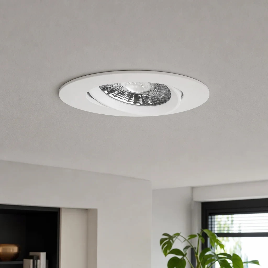 LED Inbouwspot, Rond, 6W, Dim to Warm, 1800K-3000K, IP54 front, Dimbaar, Wit