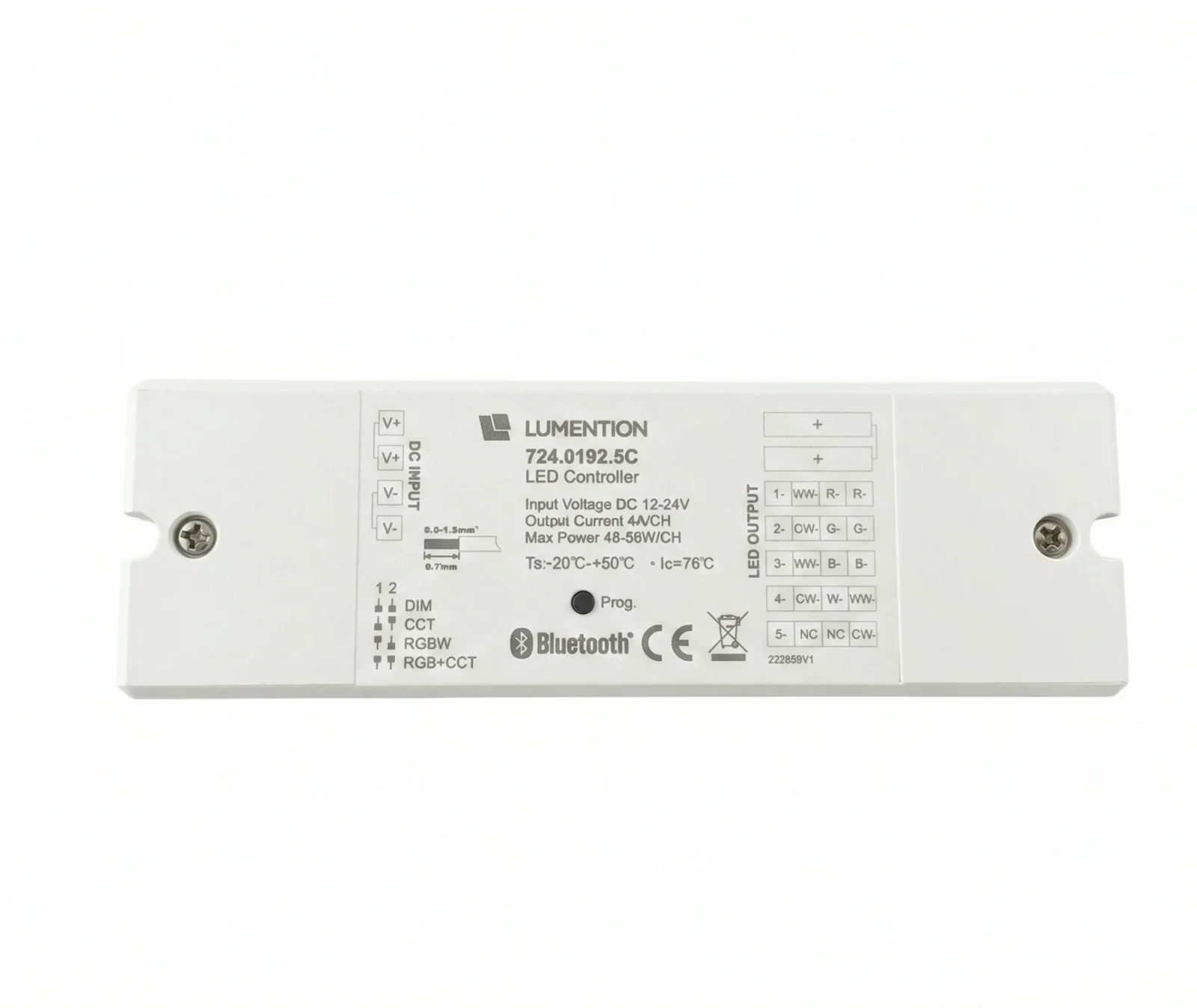 5-in-1 RF Bluetooth LED Controller, 12-24V, 5x4A, 240/480W