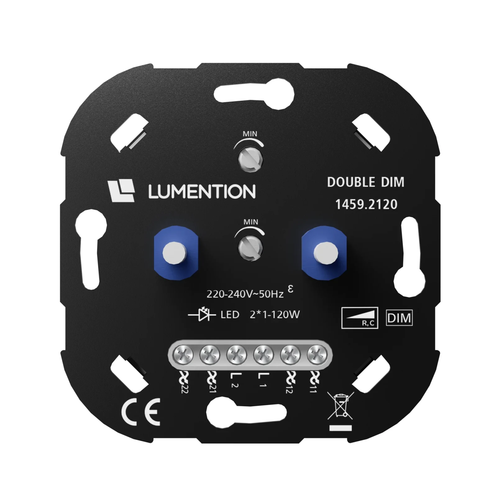 LED Dubbele Dimmer, 2x 1–120W, Fase Afsnijding