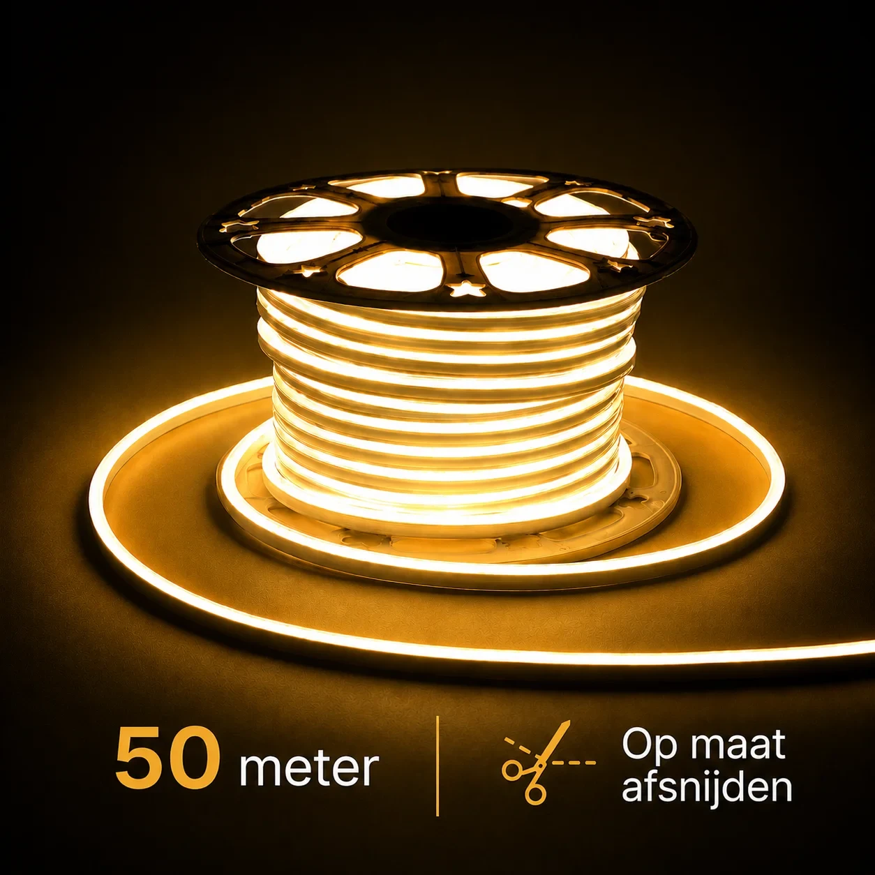 LED strip, 50 meter, Warm Wit 3000K ,COB, High Voltage, 220V, IP65