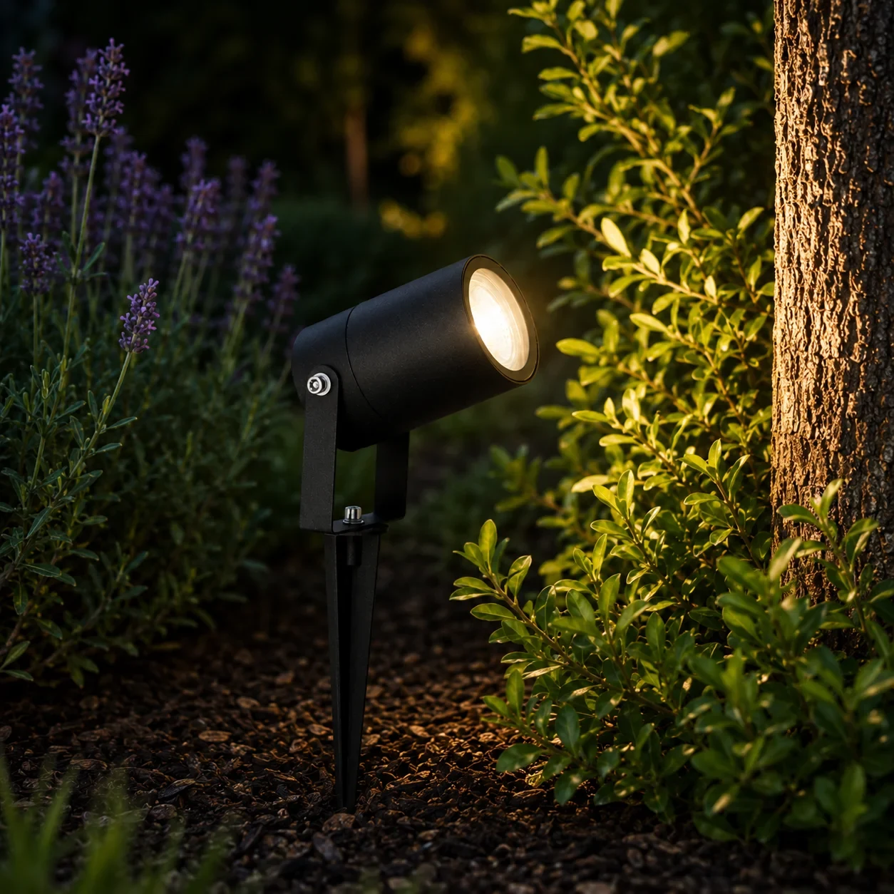 Buitenlamp prikspot, GU10 fitting, Aluminium, IP65, Zwart
