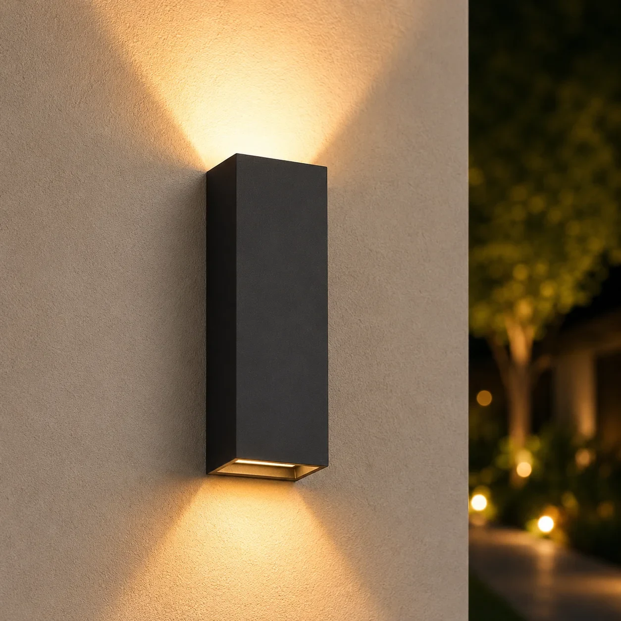 Moderne wandlamp zwart, 10W, CCT, Aluminium, IP65