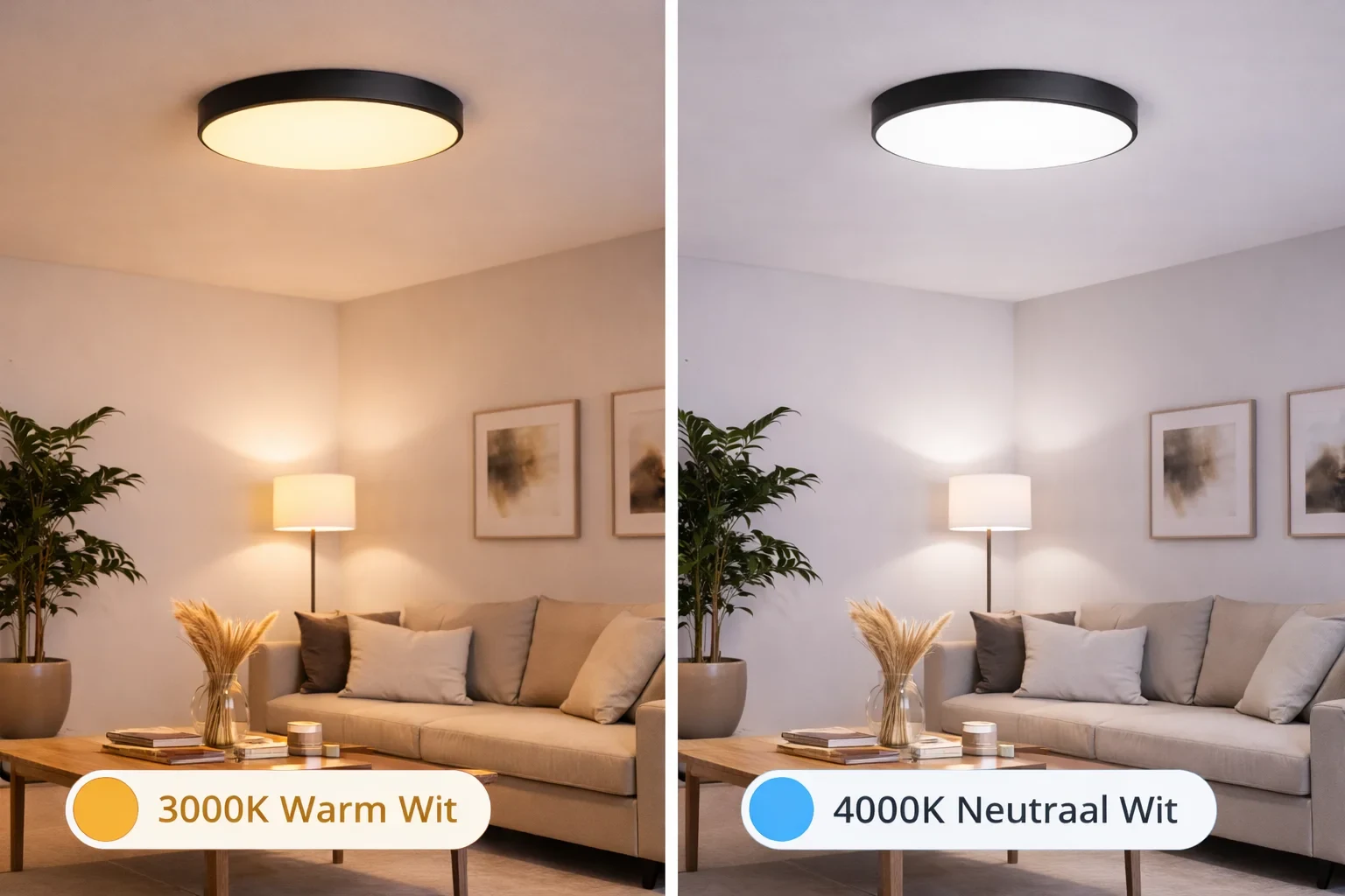 LED plafondlamp, 33W/45W, 3000K/4000K, IP44, Zwart