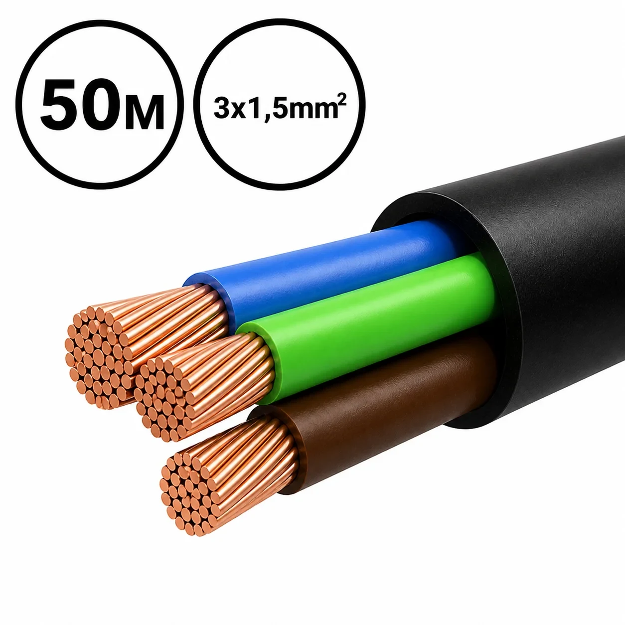 H05VV-F kabel, 2x0,75mm², 50 Meter