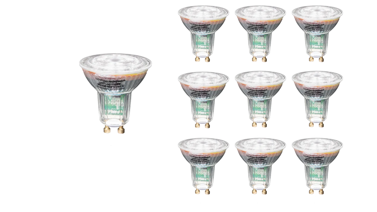 Dimbare GU10 LED Spot Set, 5.5W, 2700K, IP20, 10 stuks