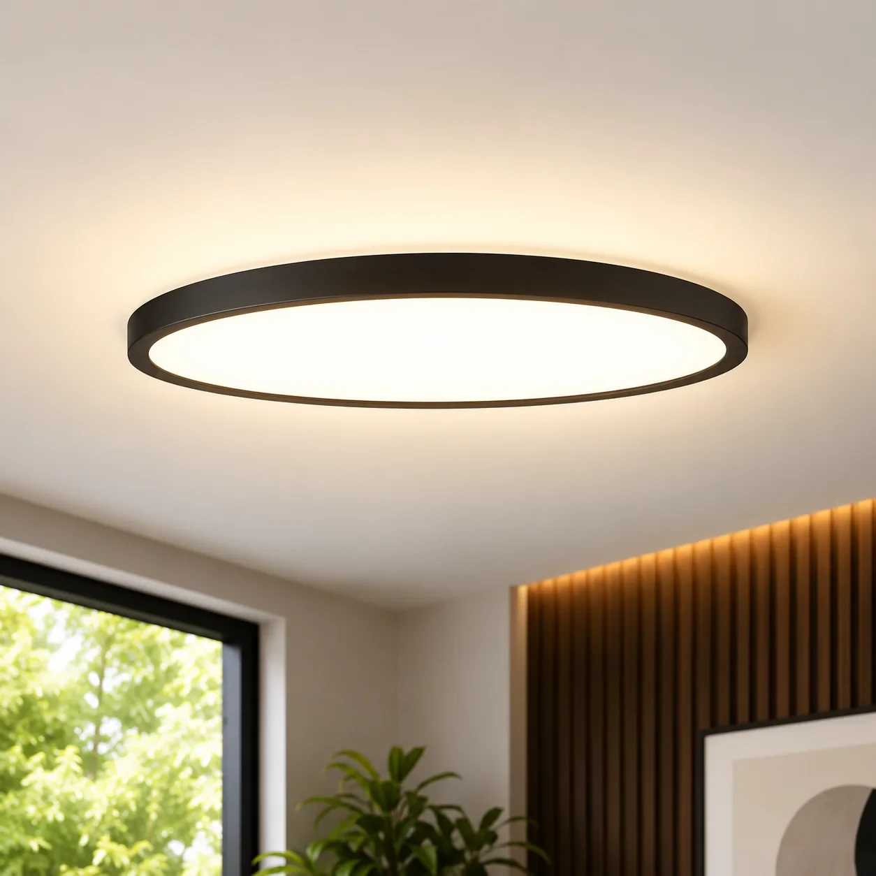 LED Plafondlamp, 15W, 1350 lumen, Ø22 cm, CCT 3000K-4000K-6500K, IP54, Zwart