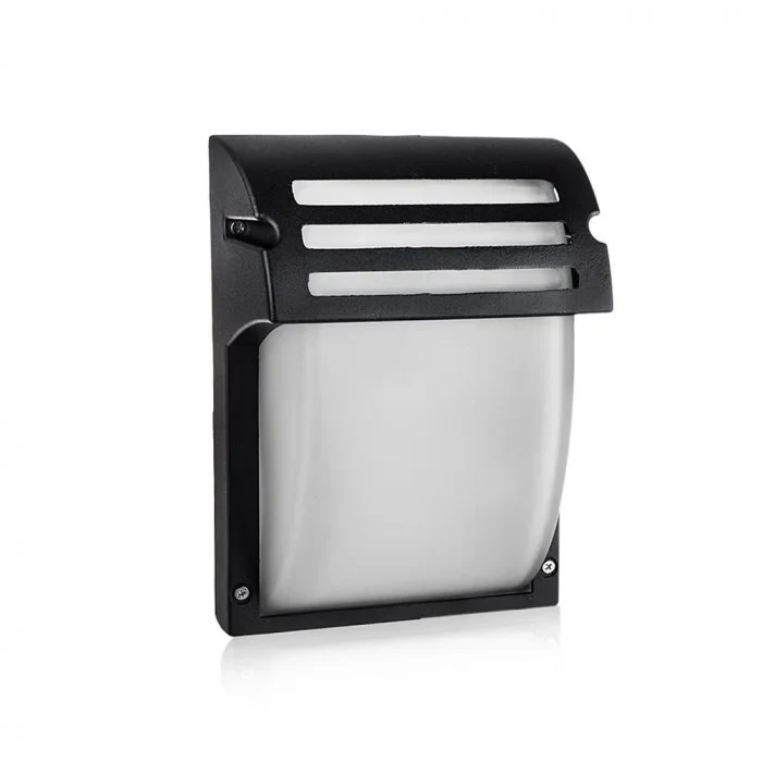 Wandlamp, E27, Mat Zwart, Frosted Glas